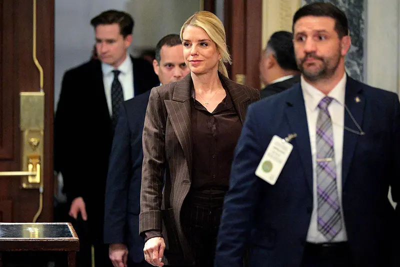 U.S. Attorney General Pam Bondi arrives for a briefing with bicameral congressional leadership at the U.S. Capitol on January 05, 2026 in Washington, DC. (Photo by Chip Somodevilla/Getty Images)
